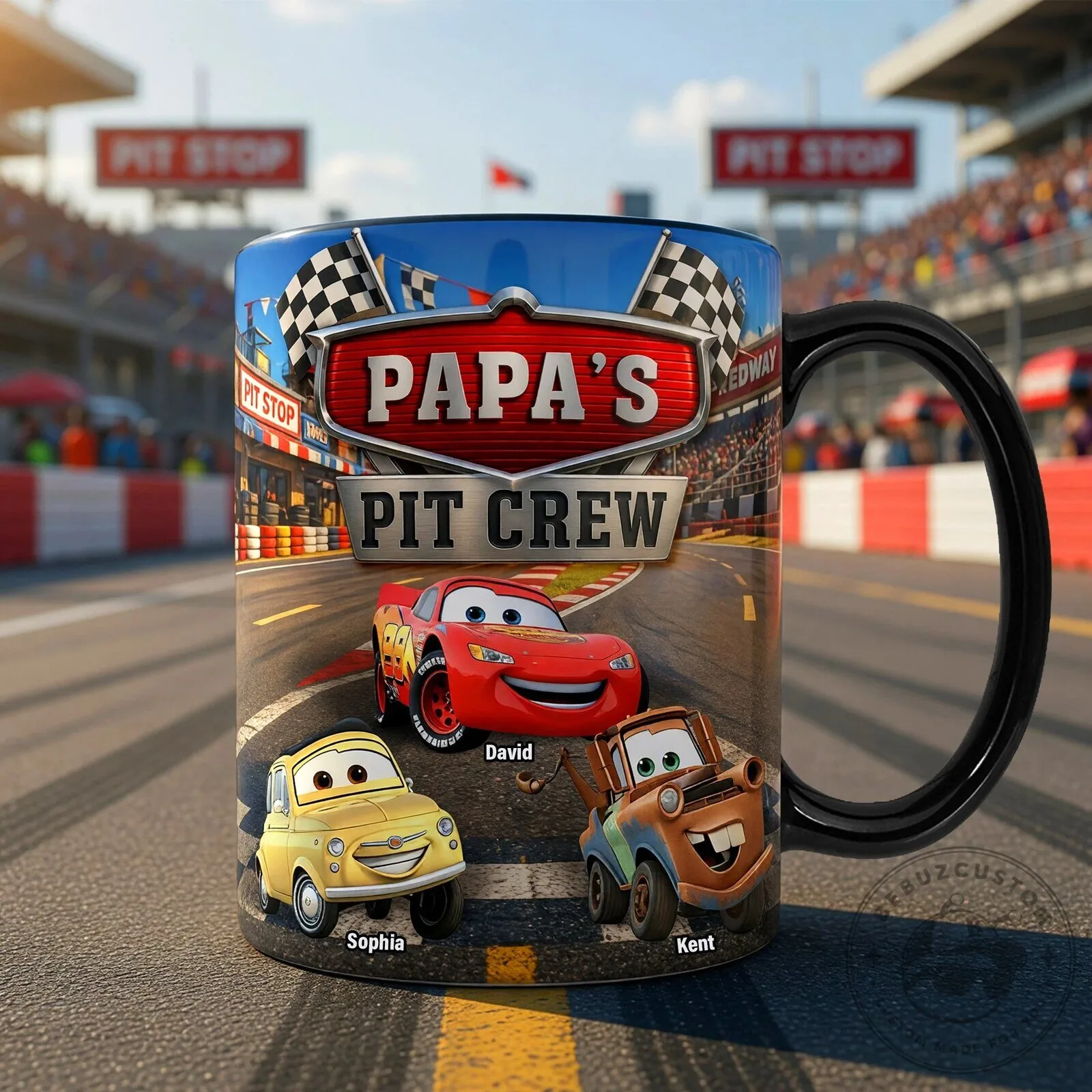 Disney Pixar Cars Papa's Pit Crew Personalized Coffee Mug 9 Disney Pixar Cars Papa