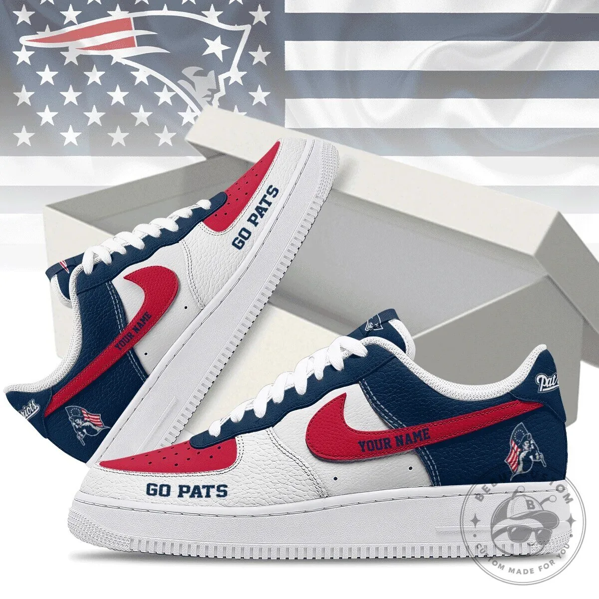 New England Patriots Custom Name Go Pats Fan Shoes