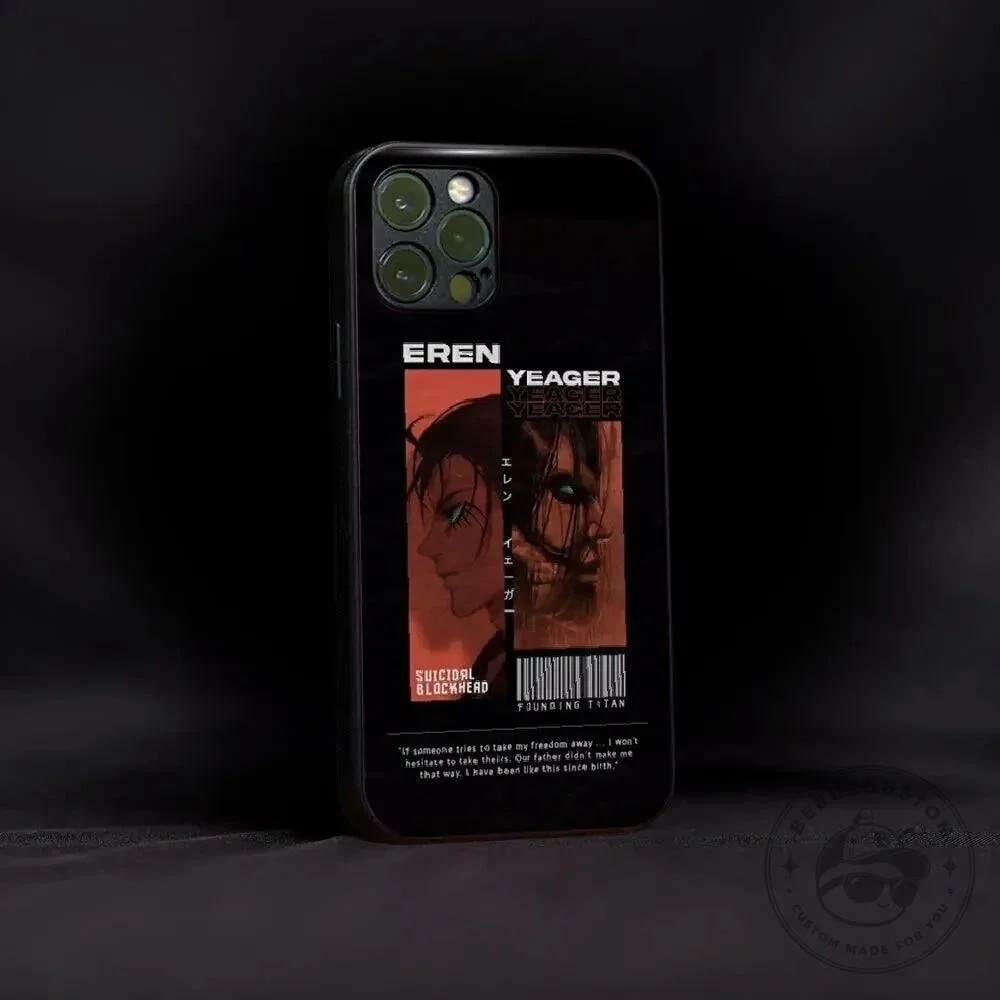 Eren Yeager Attack on Titan Anime Character Black Phone Case