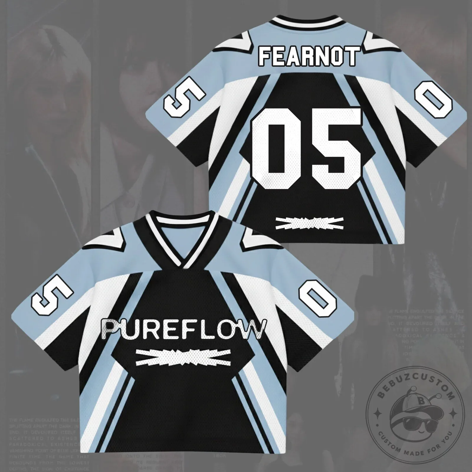 Le Sserafim Fearnot Pureflow Kpop Group Black and Blue Hockey Jersey