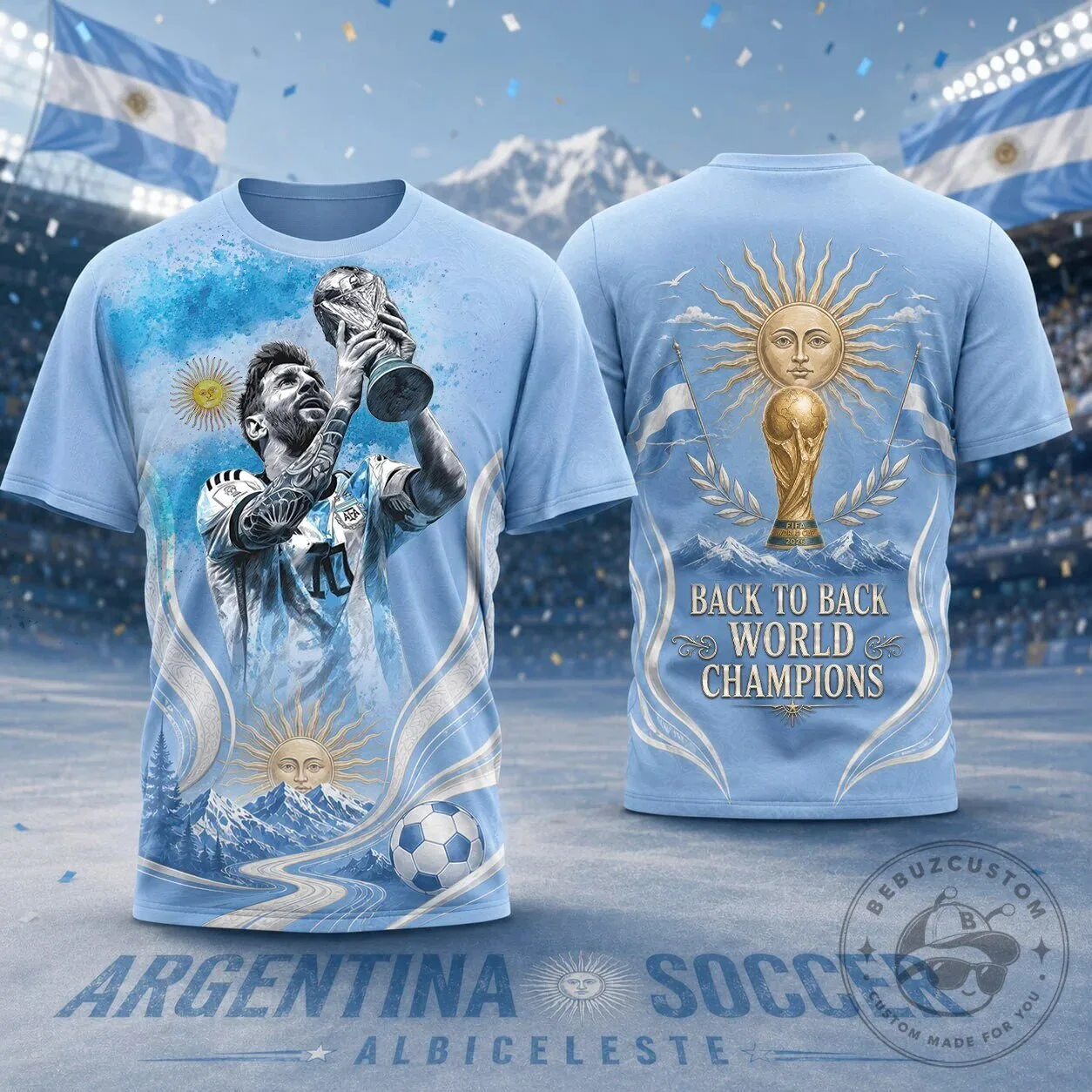 Lionel Messi Argentina Soccer World Cup Champions T-Shirt