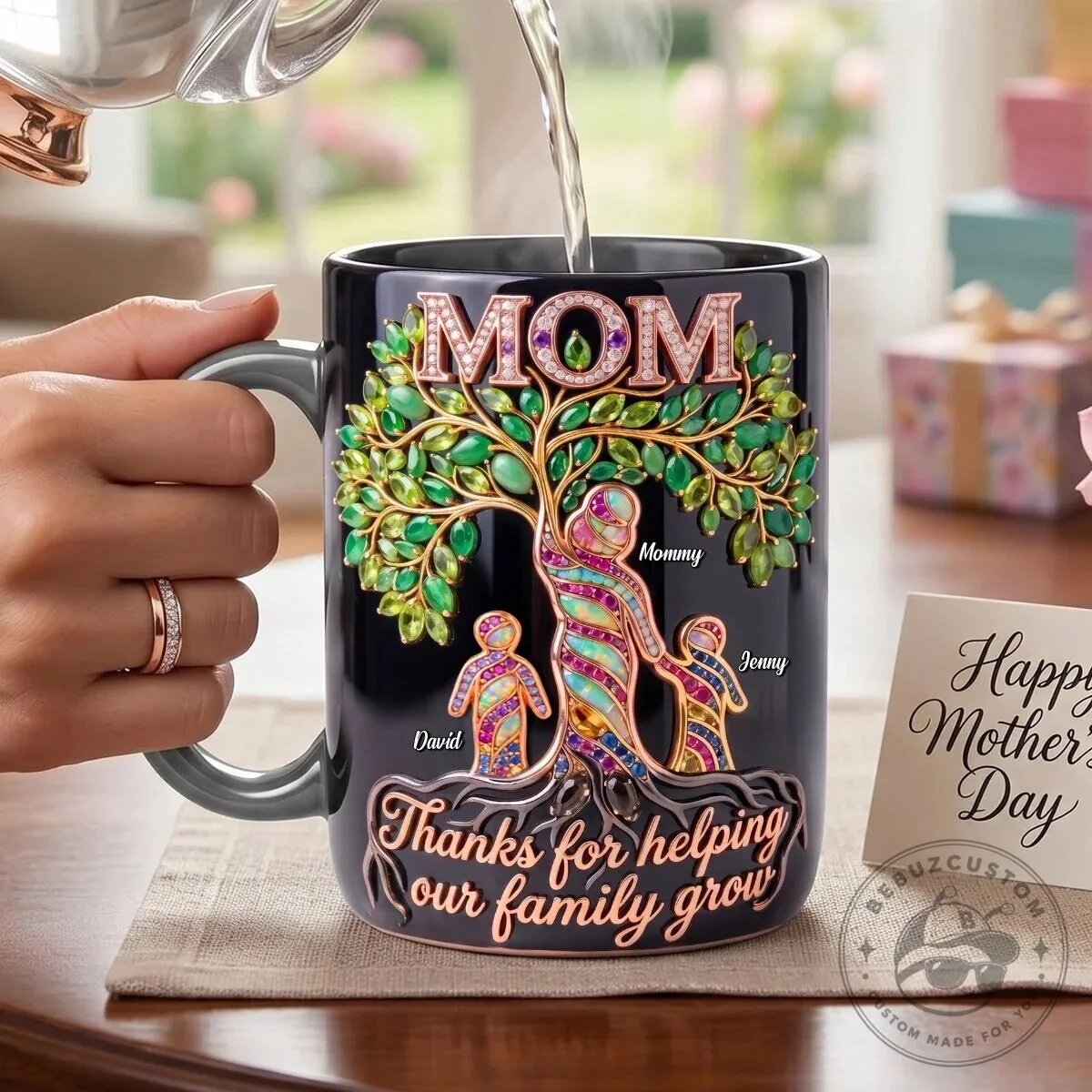 Personalized Family Tree Thanks For Helping Our Family Grow Mom Coffee Mug