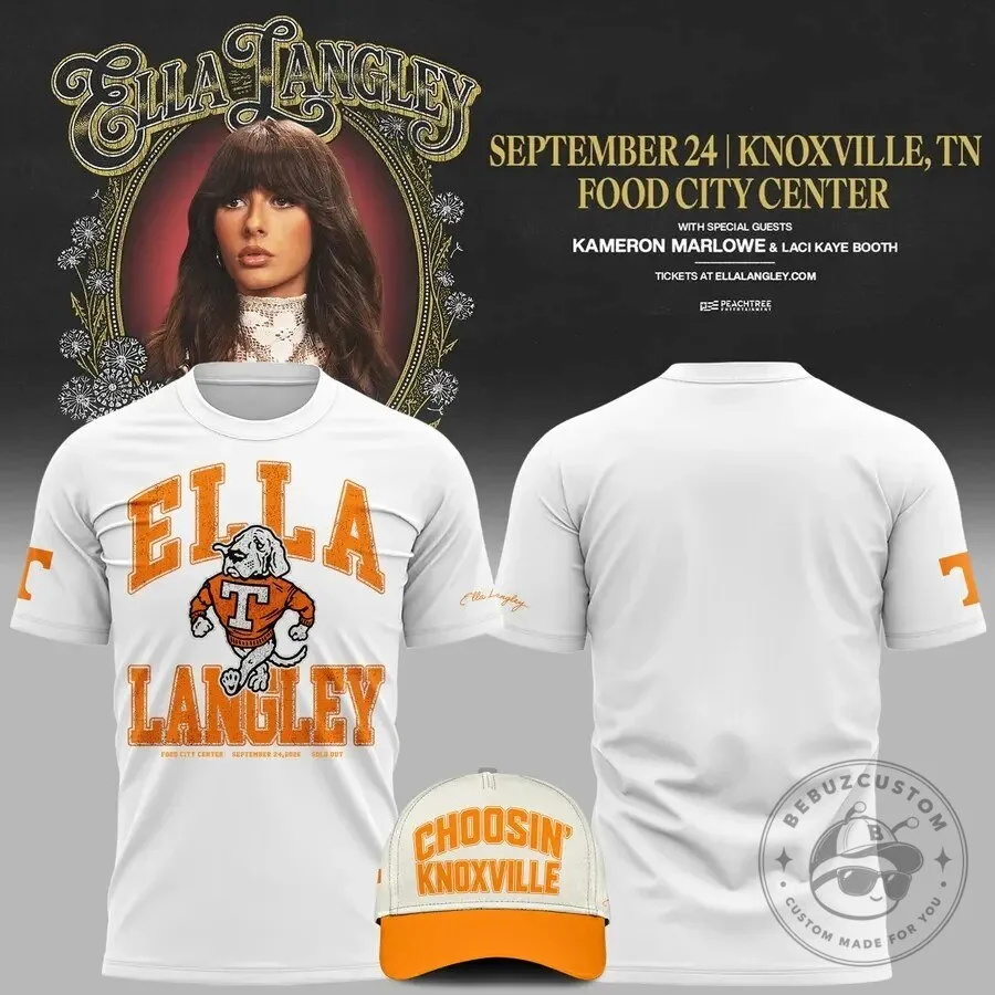 Ella Langley The Dandelion Tour 2026 Tennessee Volunteers Mascot White T-Shirt 1 Ella Langley The Dandelion Tour 2026 Tennessee Volunteers Mascot White T-Shirt