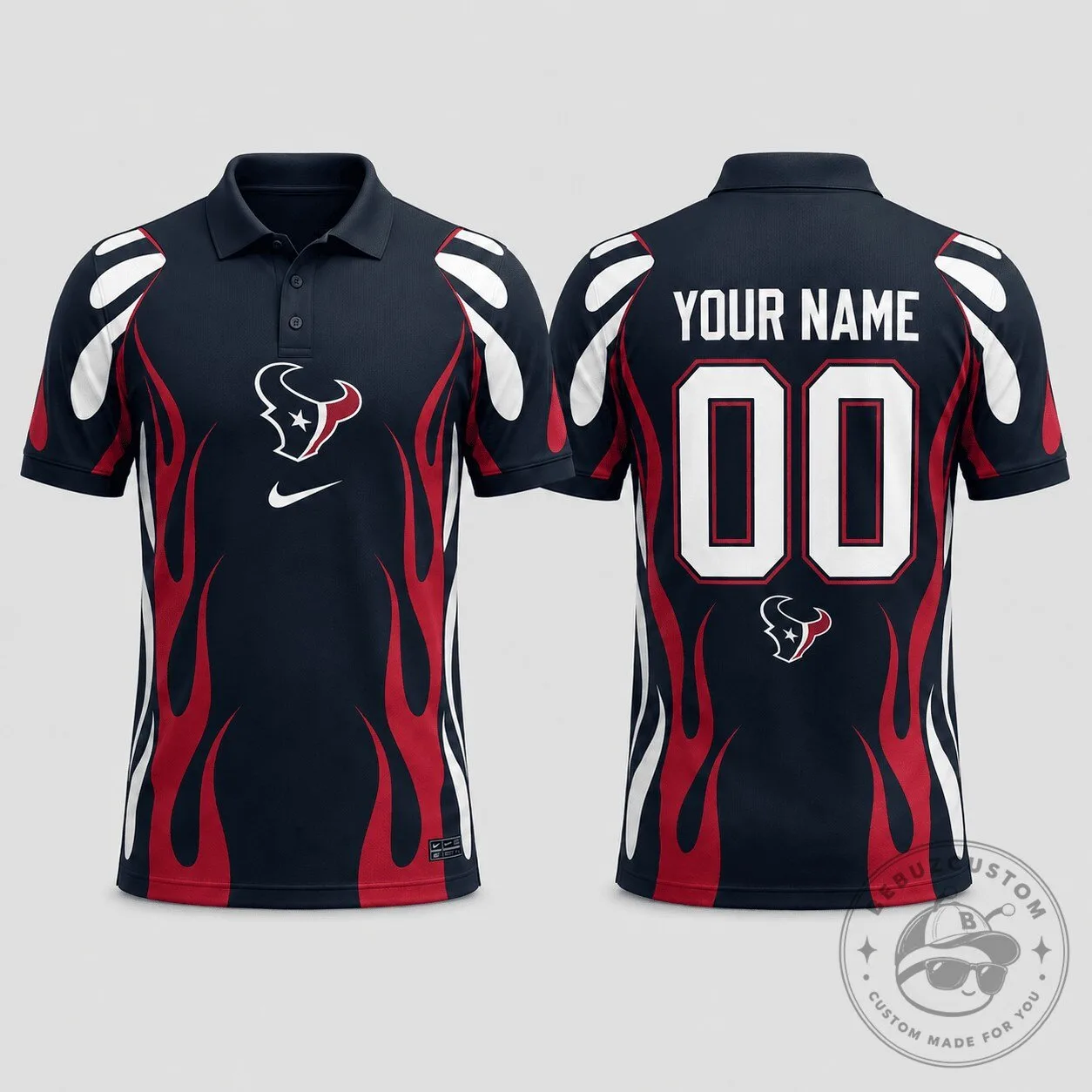 Houston Texans NFL Football Team Custom Name and Number Performance Polo Shirt