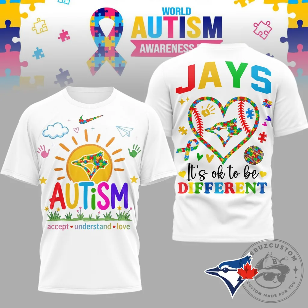 Toronto Blue Jays Autism Awareness T-Shirt, It's Okay To Be Different