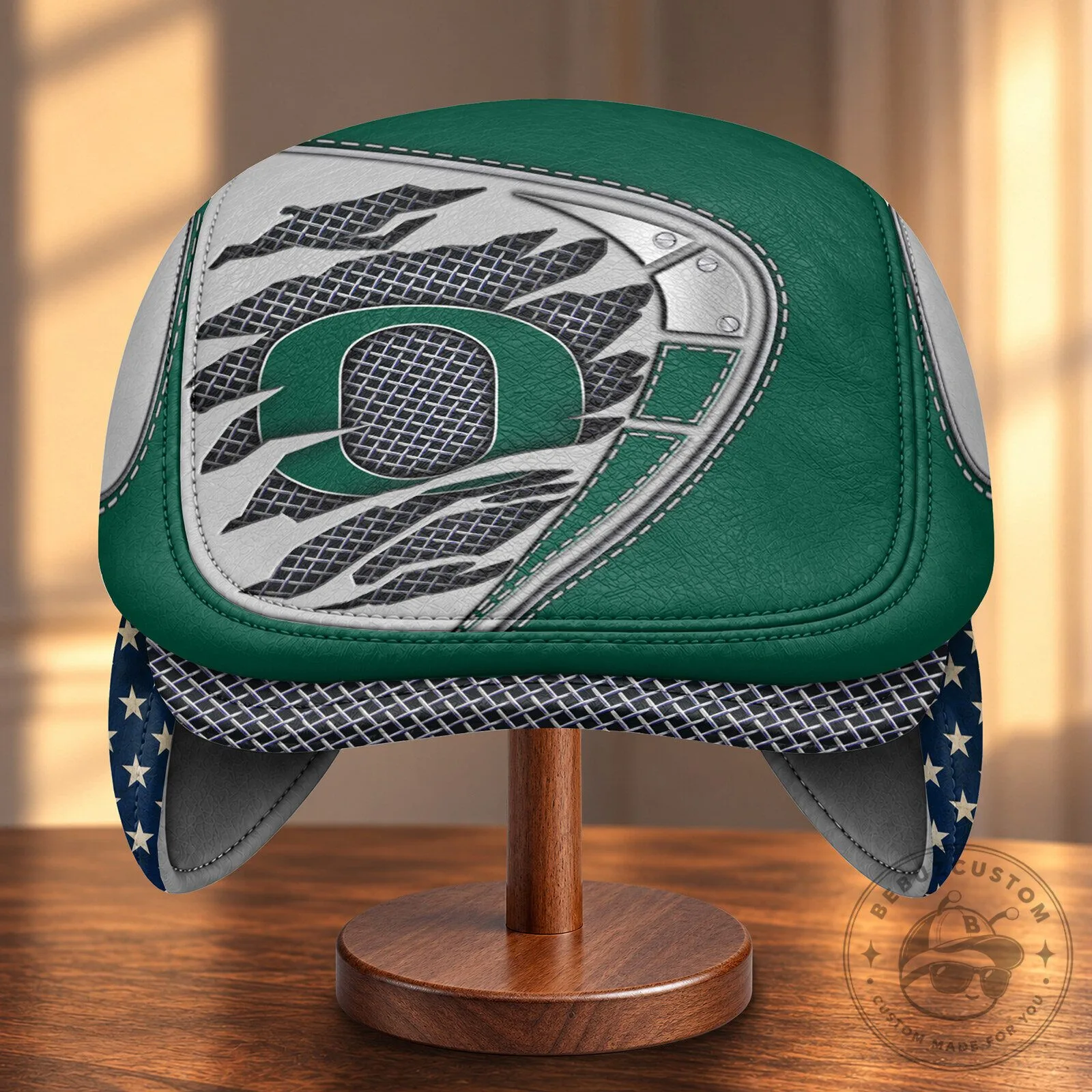 Oregon Ducks NCAA Flat Cap with Foldable Ear Flaps and American Flag Design 11 Oregon Ducks NCAA Flat Cap with Foldable Ear Flaps and American Flag Design