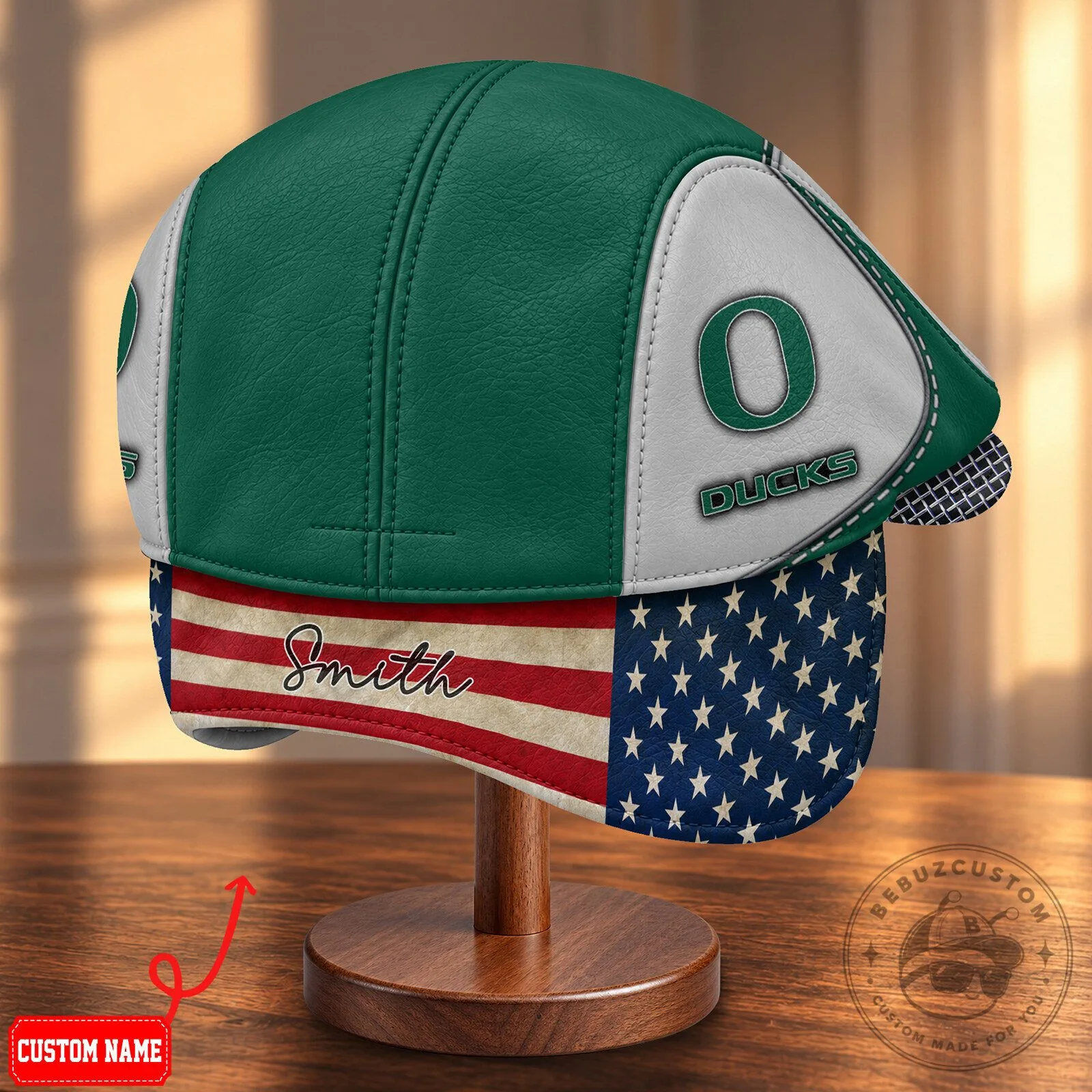 Oregon Ducks NCAA Flat Cap with Foldable Ear Flaps and American Flag Design 12 Oregon Ducks NCAA Flat Cap with Foldable Ear Flaps and American Flag Design