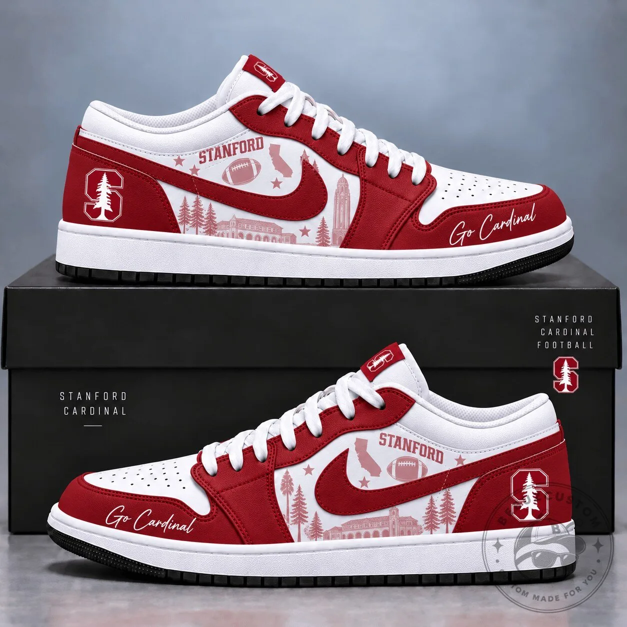 Stanford Cardinal Football Team Spirit Custom Designed Low Top Sneakers