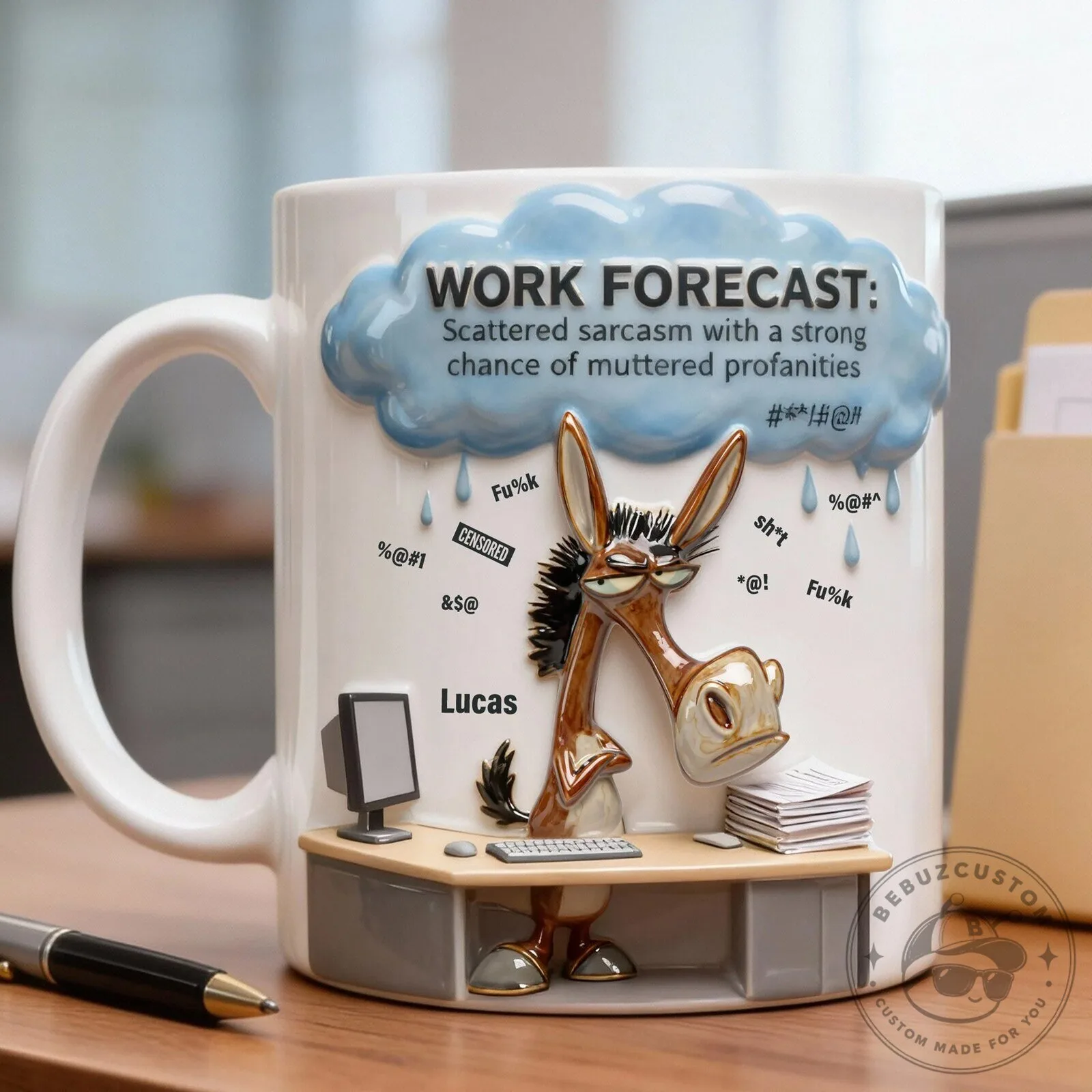 Funny Donkey Office Worker Work Forecast Personalized Coffee Mug