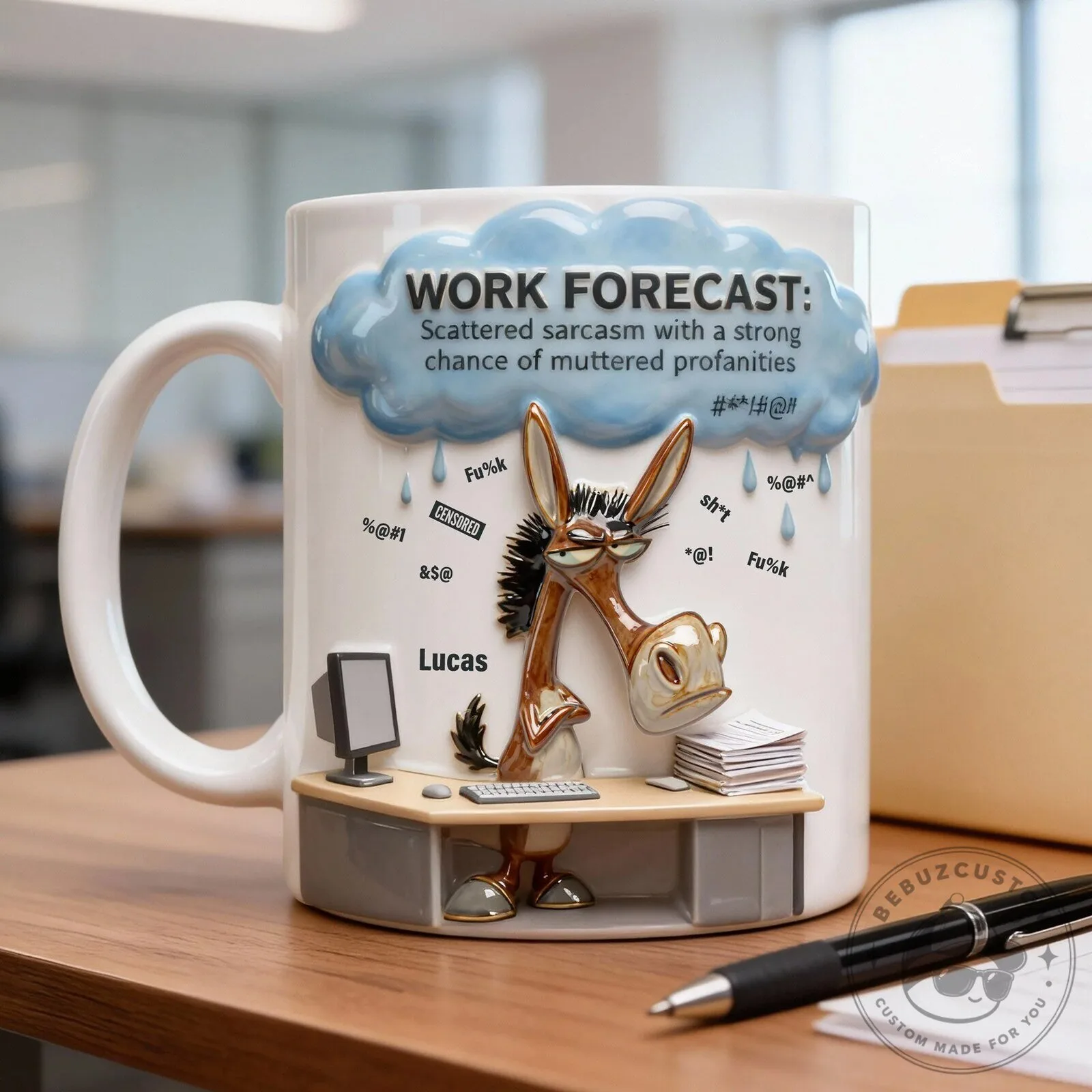 Funny Donkey Office Worker Work Forecast Personalized Coffee Mug 8 Funny Donkey Office Worker Work Forecast Personalized Coffee Mug