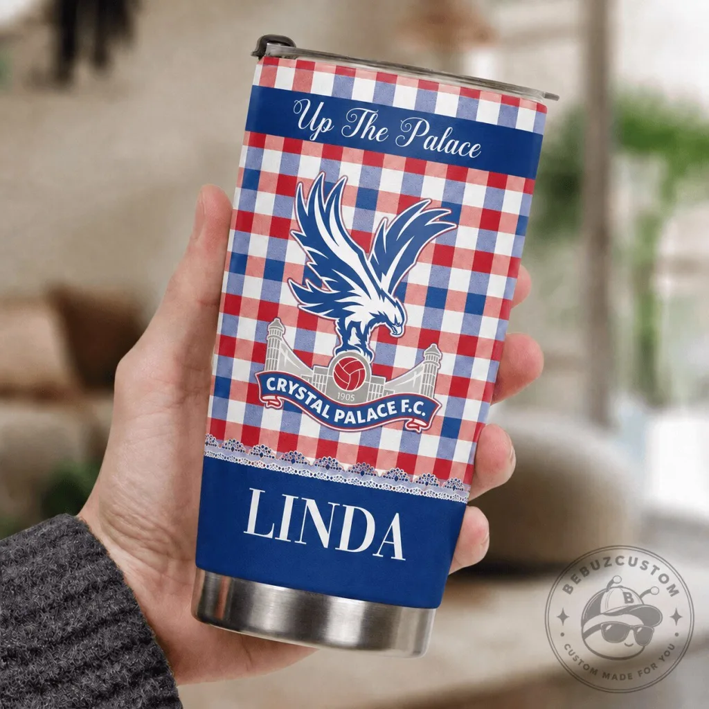 Crystal Palace Football Club Personalized Gingham Pattern Tumbler Crystal Palace Football Club Personalized Gingham Pattern Tumbler