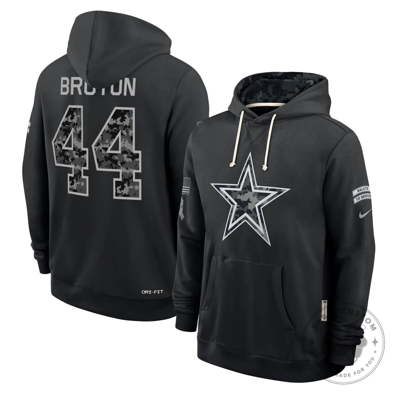 Dallas Cowboys Salute To Service Bruton 44 Black Camouflage Hoodie