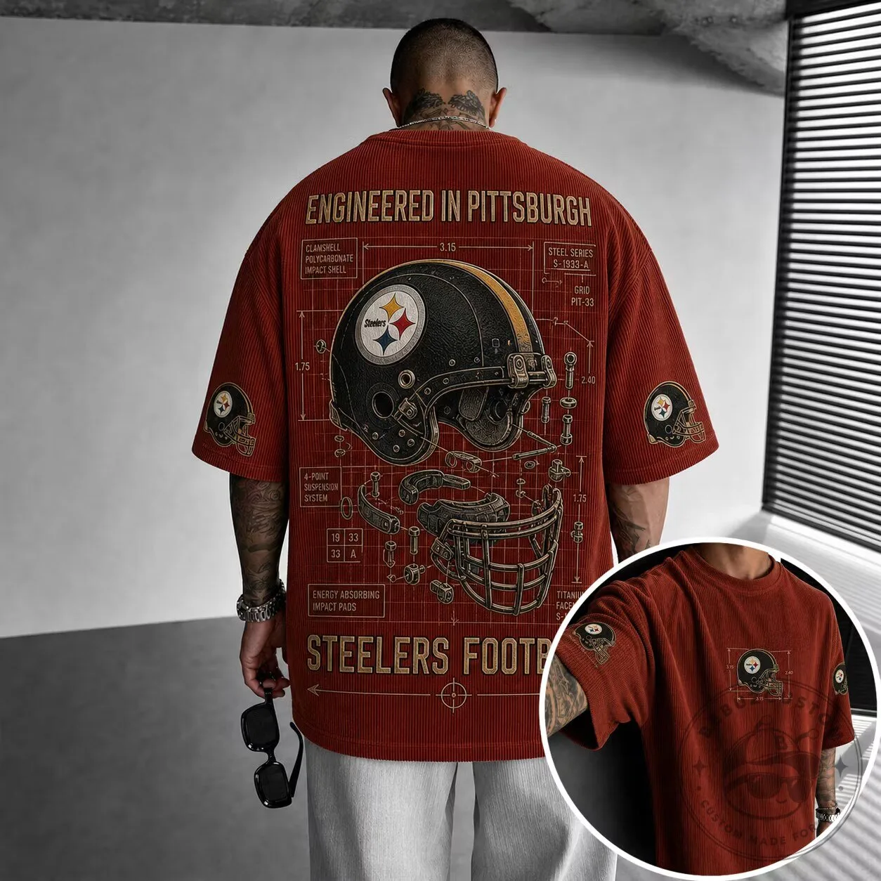 Pittsburgh Football Steelers Helmet Engineered In Pittsburgh Vintage T-Shirt