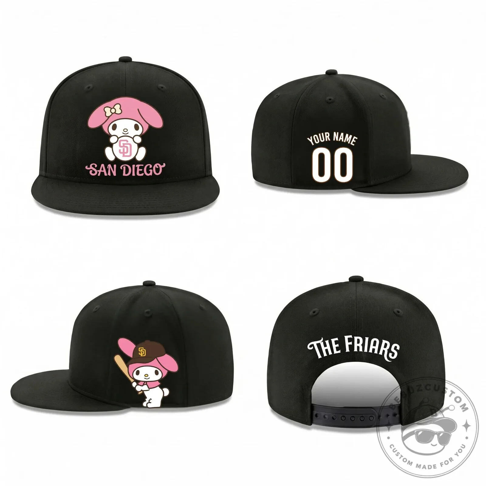 San Diego Padres My Melody Baseball Personalized Snapback Cap Hat