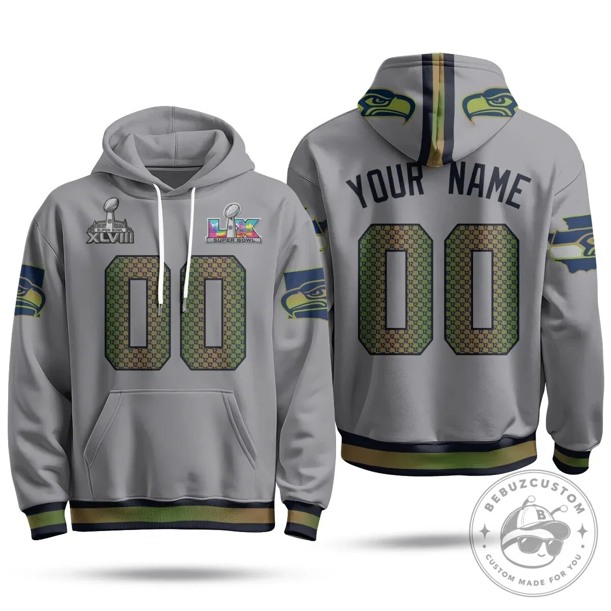 Seattle Seahawks Super Bowl XLVIII Champions Custom Hoodie 6 Seattle Seahawks Super Bowl XLVIII Champions Custom Hoodie
