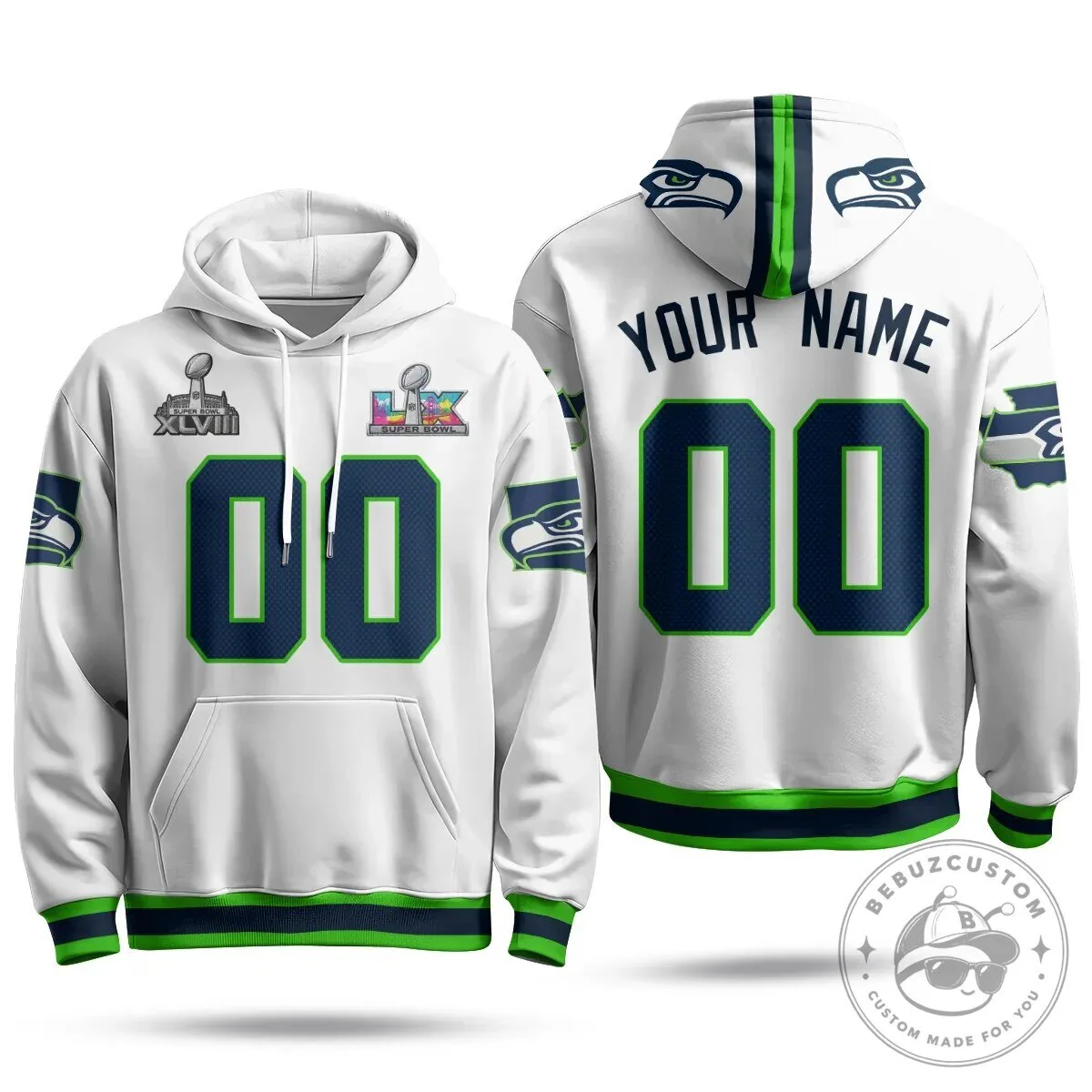 Seattle Seahawks Super Bowl XLVIII Champions Custom Hoodie 10 Seattle Seahawks Super Bowl XLVIII Champions Custom Hoodie