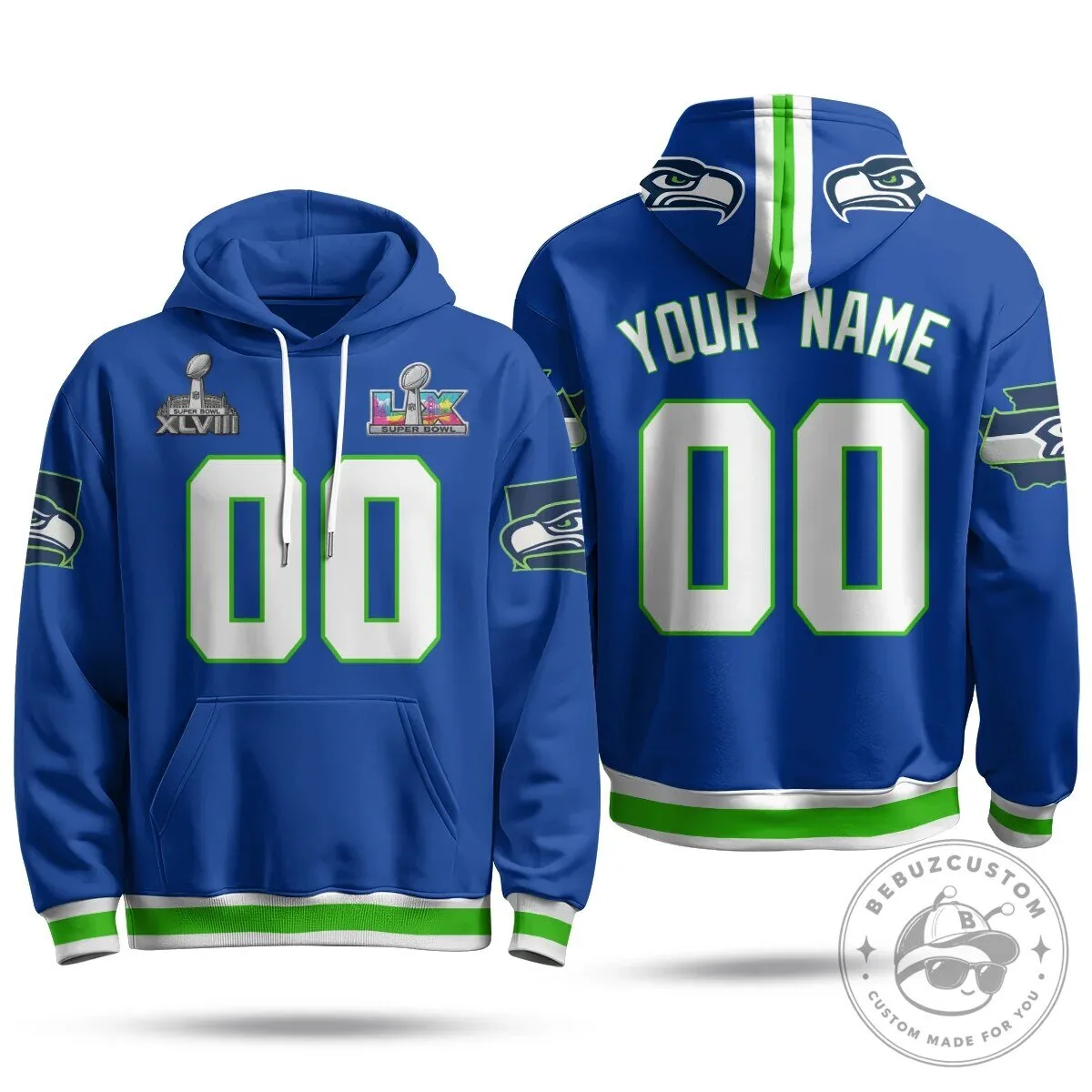 Seattle Seahawks Super Bowl XLVIII Champions Custom Hoodie 11 Seattle Seahawks Super Bowl XLVIII Champions Custom Hoodie