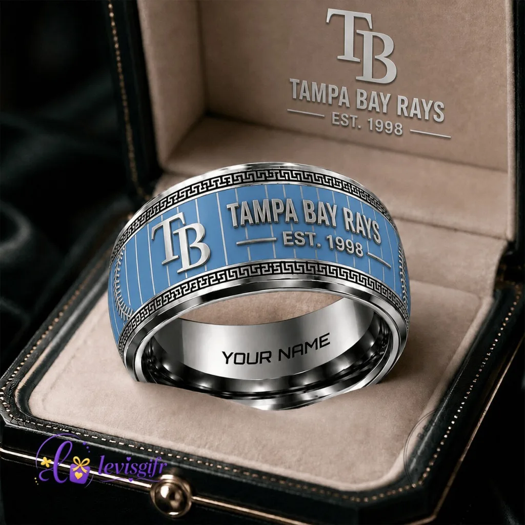 Tampa Bay Rays Baseball Personalized Tungsten Steel Ring Tampa Bay Rays Baseball Personalized Tungsten Steel Ring