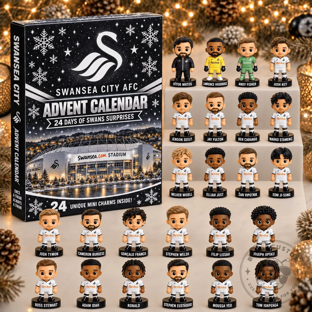 Swansea City Football Club Advent Calendar with 24 Mini Figurines