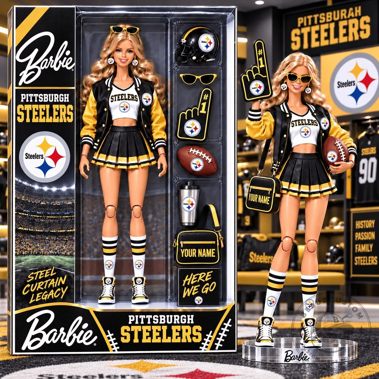 Pittsburgh Steelers Barbie Doll Football Fan Collectible Figure