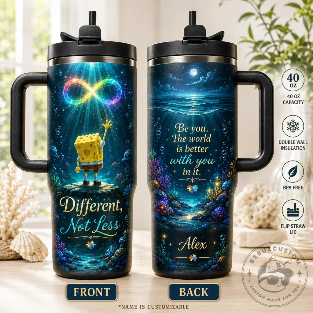 SpongeBob SquarePants Autism Awareness Different Not Less Personalized Tumbler SpongeBob SquarePants Autism Awareness Different Not Less Personalized Tumbler