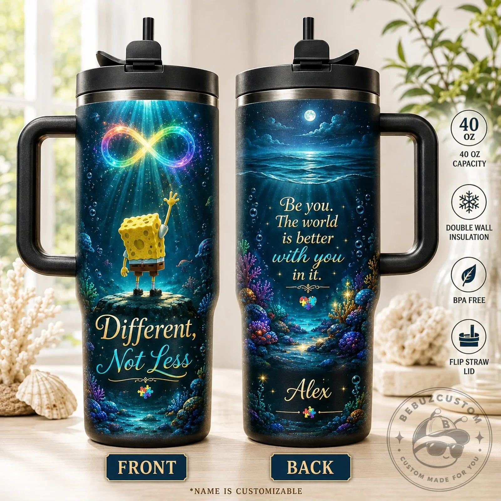 SpongeBob SquarePants Autism Awareness Different Not Less Personalized Tumbler