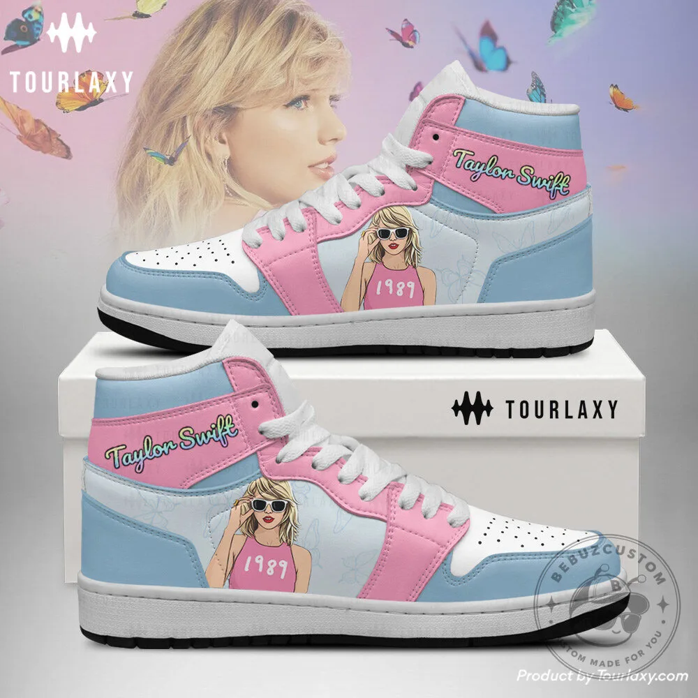 Taylor Swift Pink and Blue High Top Sneakers for Women
