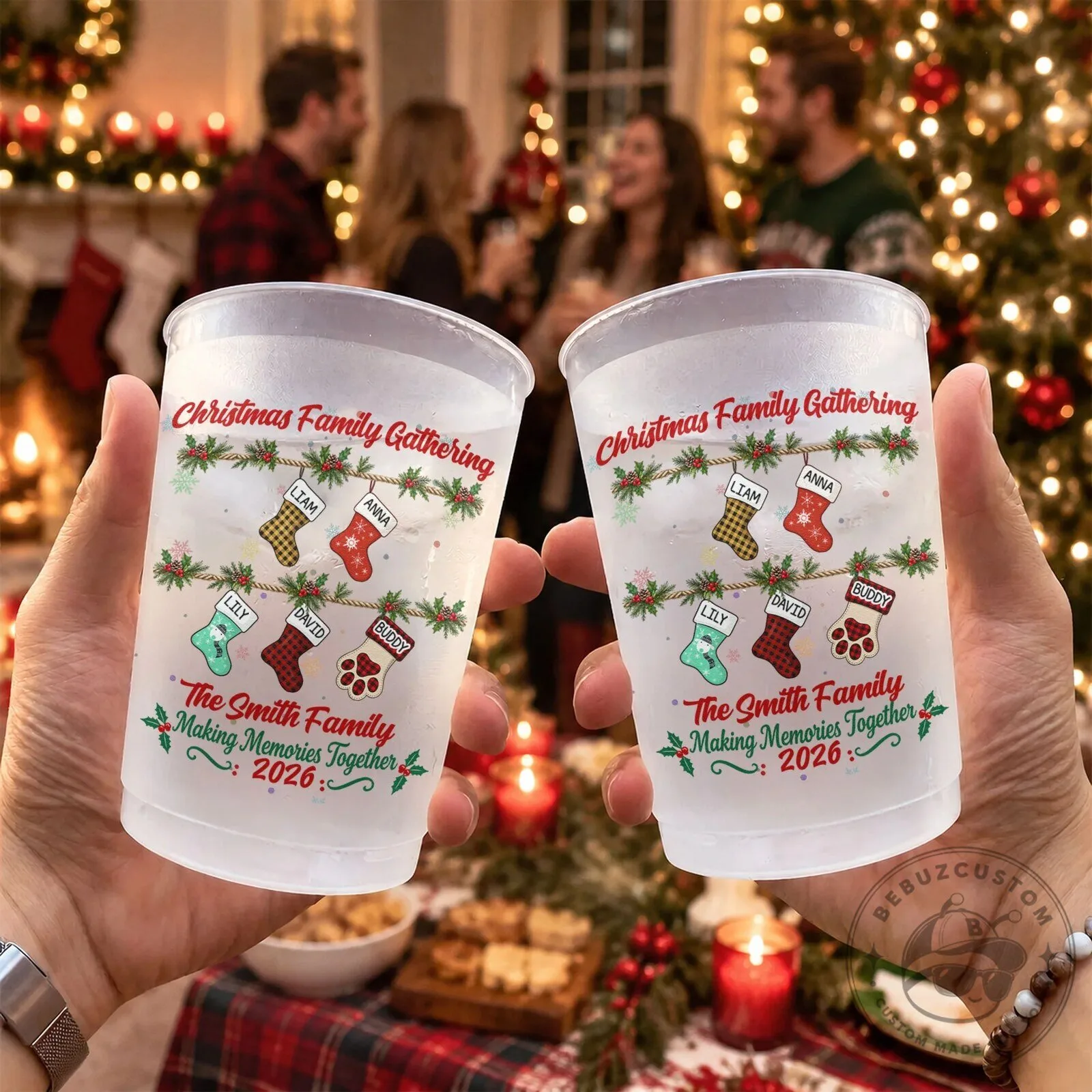 Personalized Christmas Family Gathering Frosted Party Cup 6 Personalized Christmas Family Gathering Frosted Party Cup