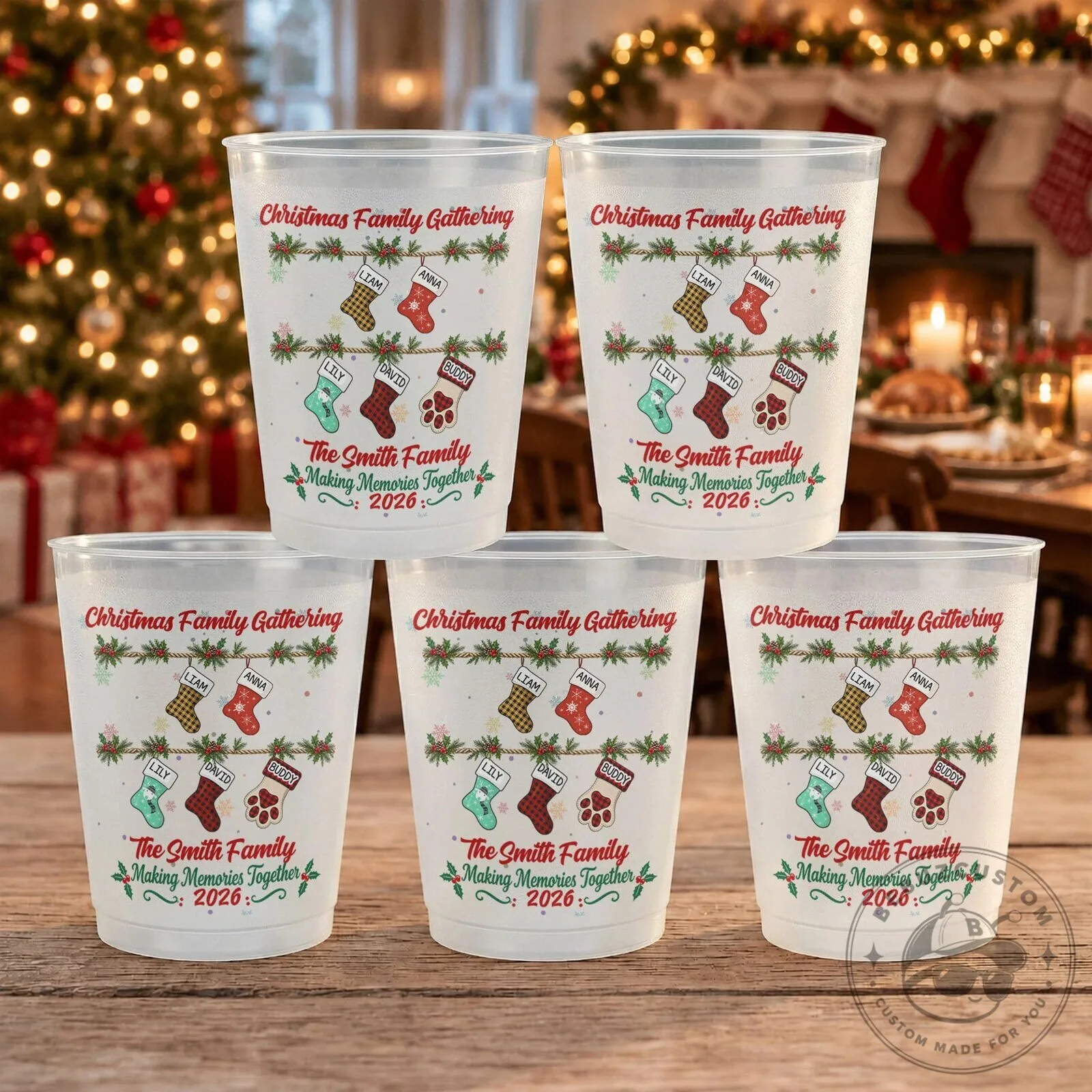 Personalized Christmas Family Gathering Frosted Party Cup 7 Personalized Christmas Family Gathering Frosted Party Cup