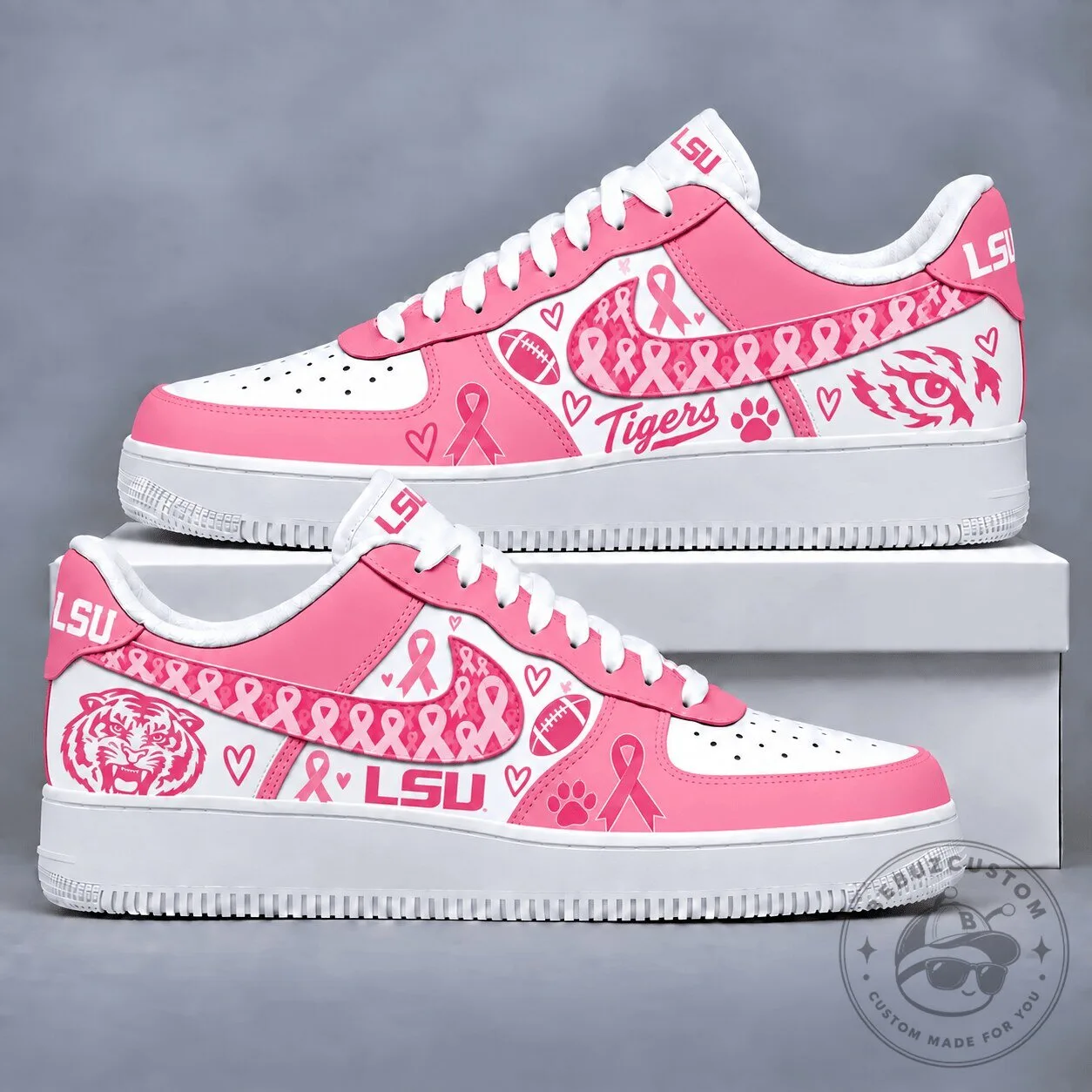 LSU Tigers Breast Cancer Awareness Pink Ribbon Custom Sneakers 1 LSU Tigers Breast Cancer Awareness Pink Ribbon Custom Sneakers