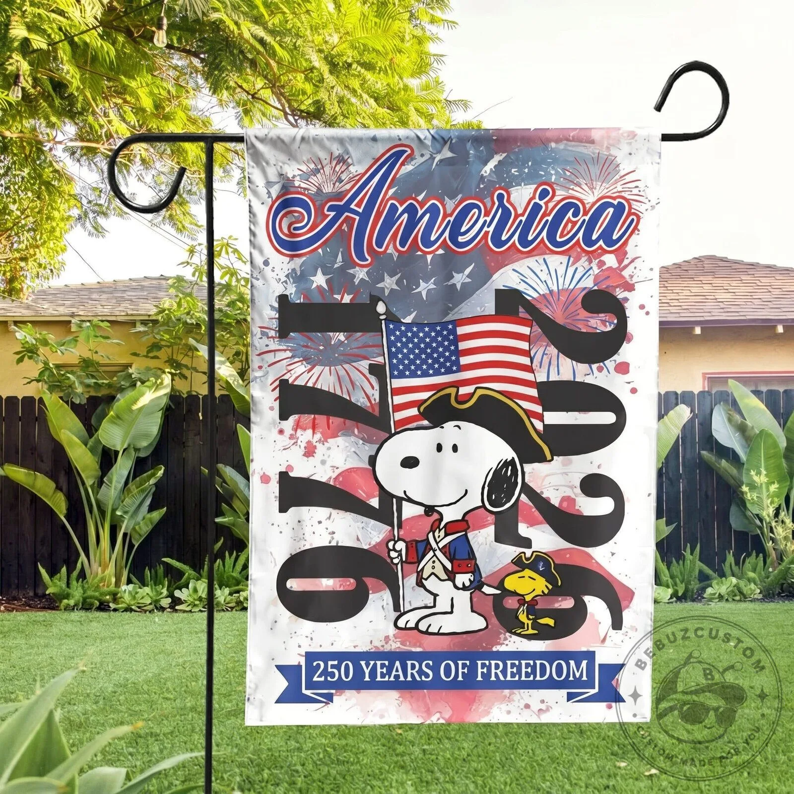Snoopy 250 Years of Freedom America 1776-2026 Patriotic Garden Flag