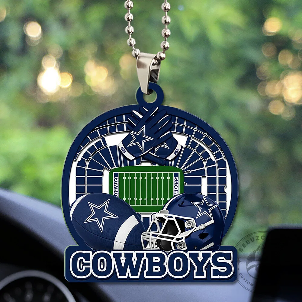 Dallas Cowboys Football Stadium Helmet Ball Double Sided Car Hanging Ornament