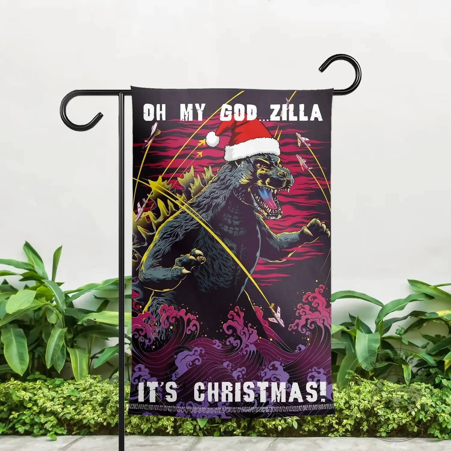 Godzilla Christmas Holiday Garden Flag 9 Godzilla Christmas Holiday Garden Flag