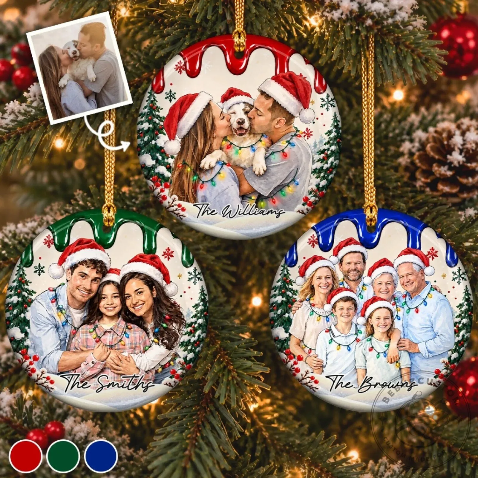 Personalized Family Portrait Custom Photo Christmas Keepsake Ornament