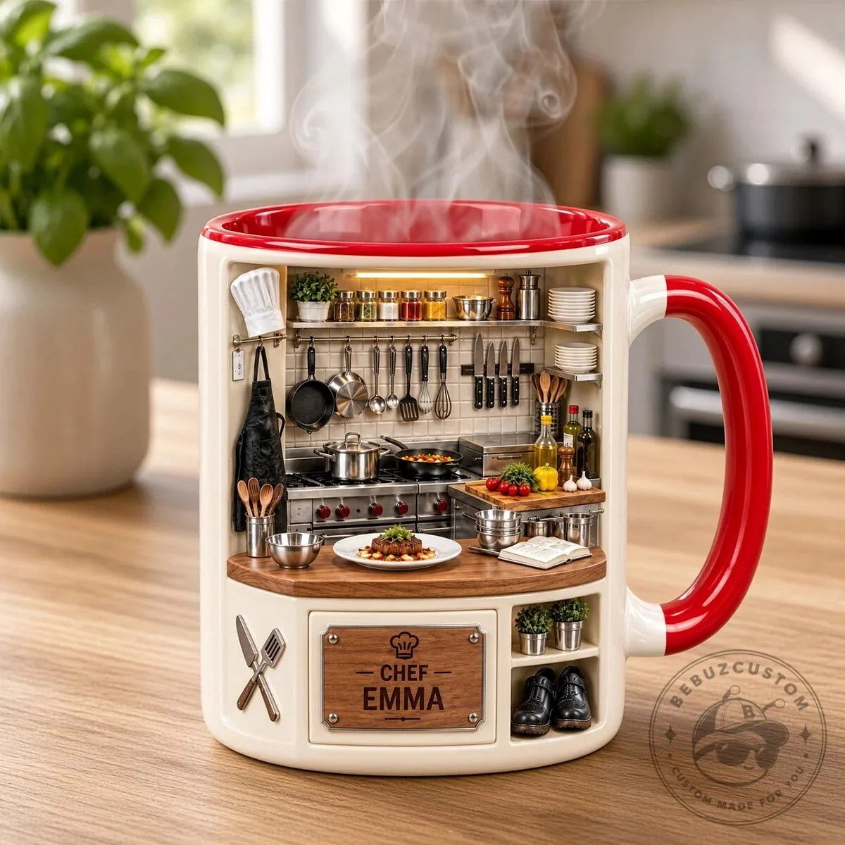 Personalized Chef Emma Kitchen Miniature Design Ceramic Coffee Mug