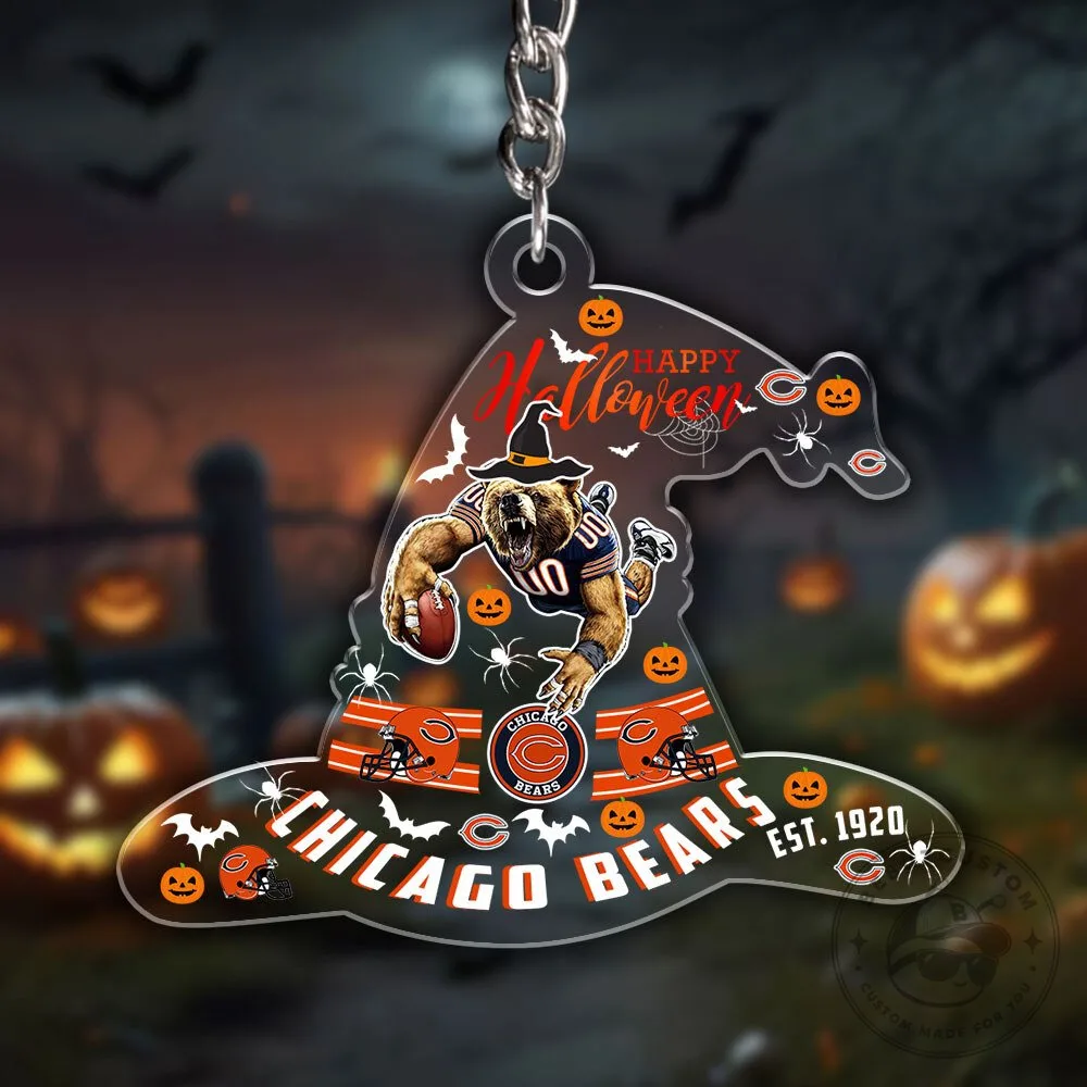 Chicago Bears Halloween Witch Hat Custom Shape Acrylic Keychain