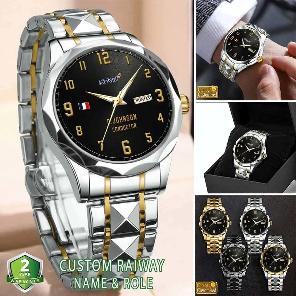Air Rail Custom Name Conductor Stainless Steel Black Wrist Watch 9 Air Rail Custom Name Conductor Stainless Steel Black Wrist Watch