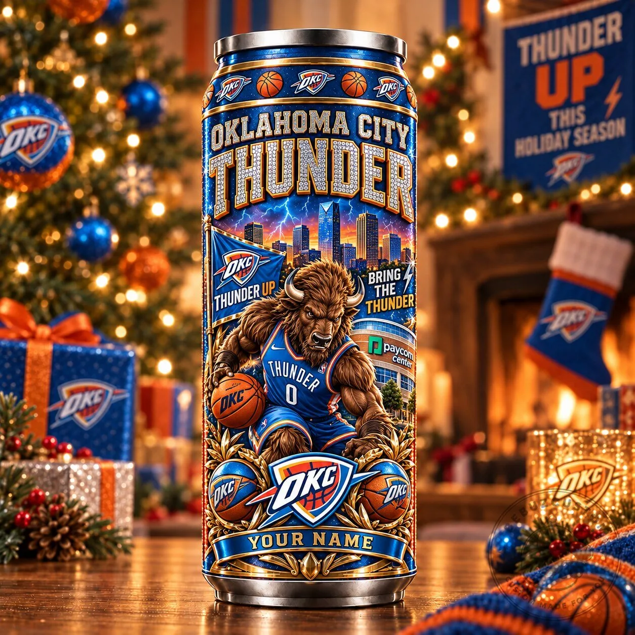 Oklahoma City Thunder Basketball Team Personalized Can Tumbler