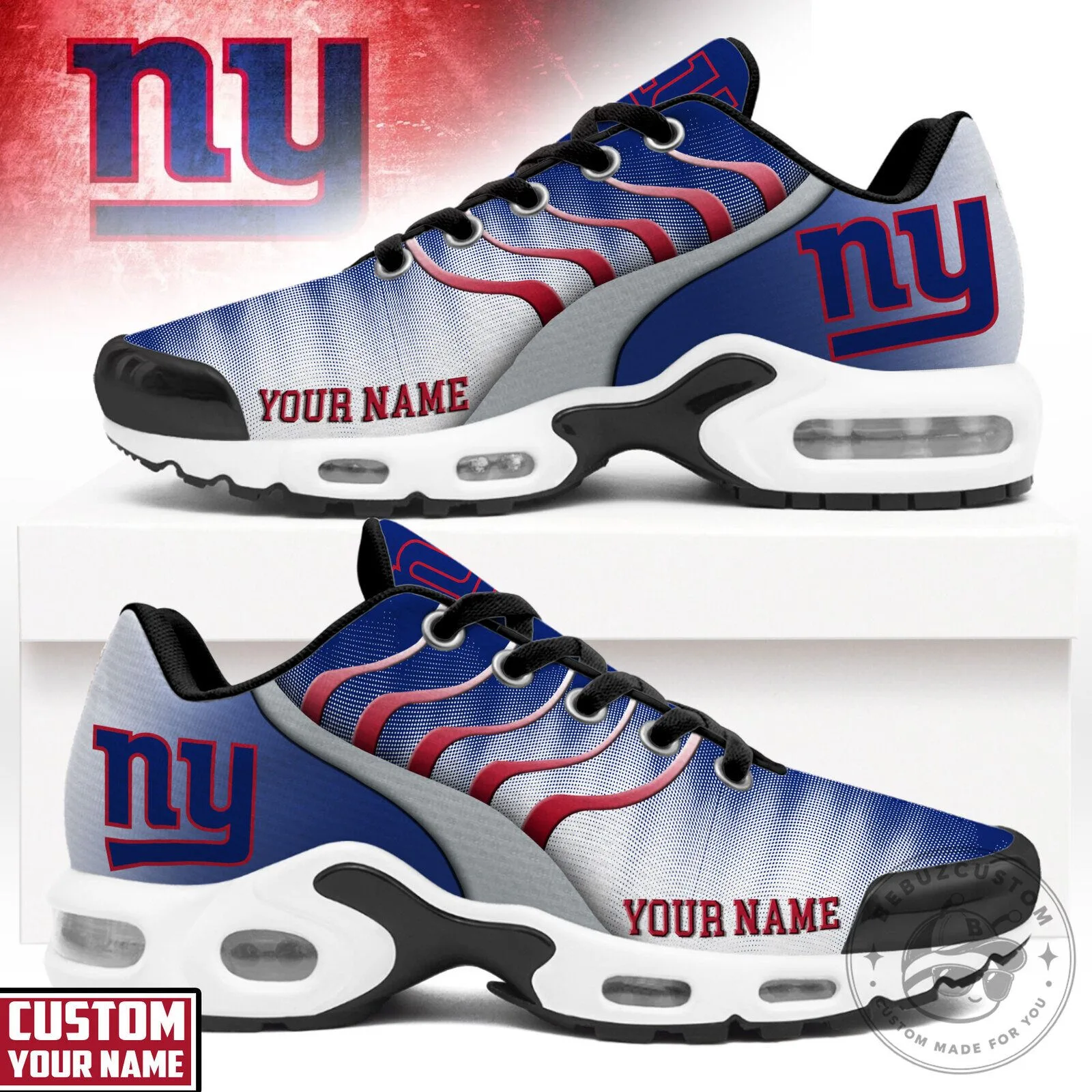 New York Giants NFL Custom Name Air Max Running Shoes