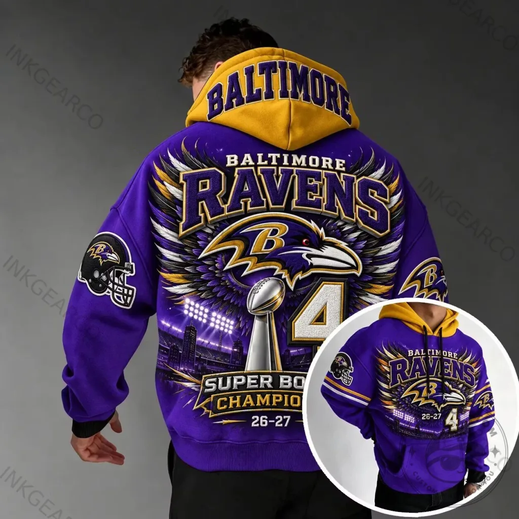 Baltimore Ravens Super Bowl Champions Purple and Gold Hoodie Baltimore Ravens Super Bowl Champions Purple and Gold Hoodie