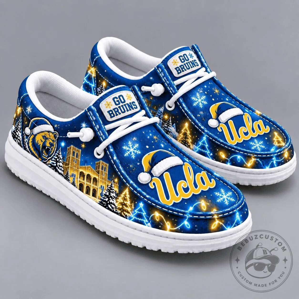 UCLA Bruins Christmas Spirit Holiday Loafers Shoes for Men and Women