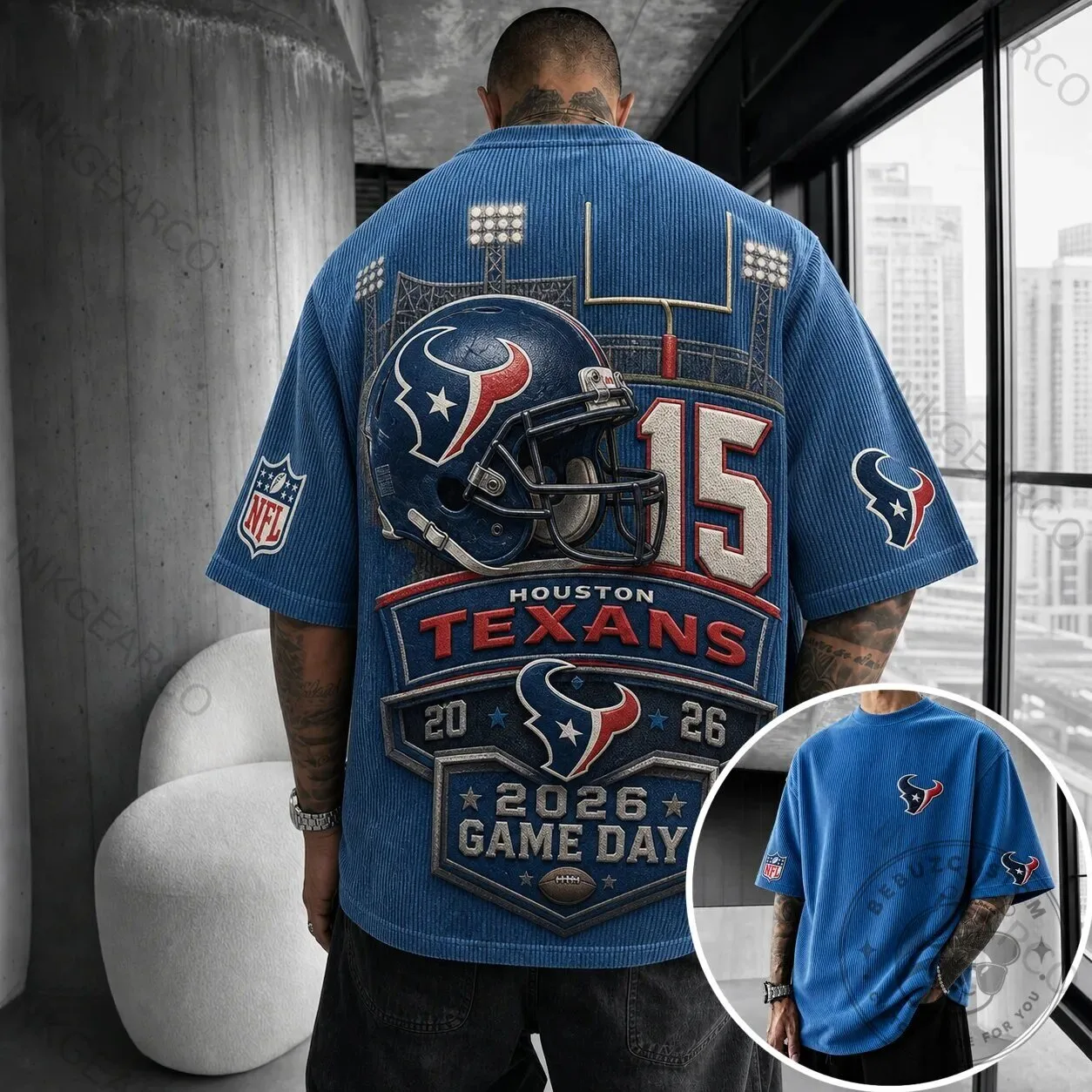 Houston Texans NFL Football Game Day Corduroy Short-Sleeve T-Shirt
