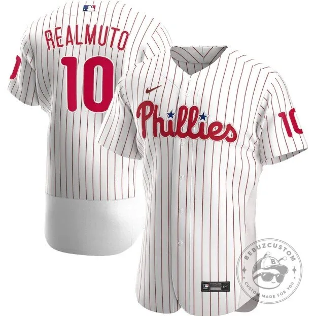 Philadelphia Phillies J. T. Realmuto Baseball Jersey White Pinstripe