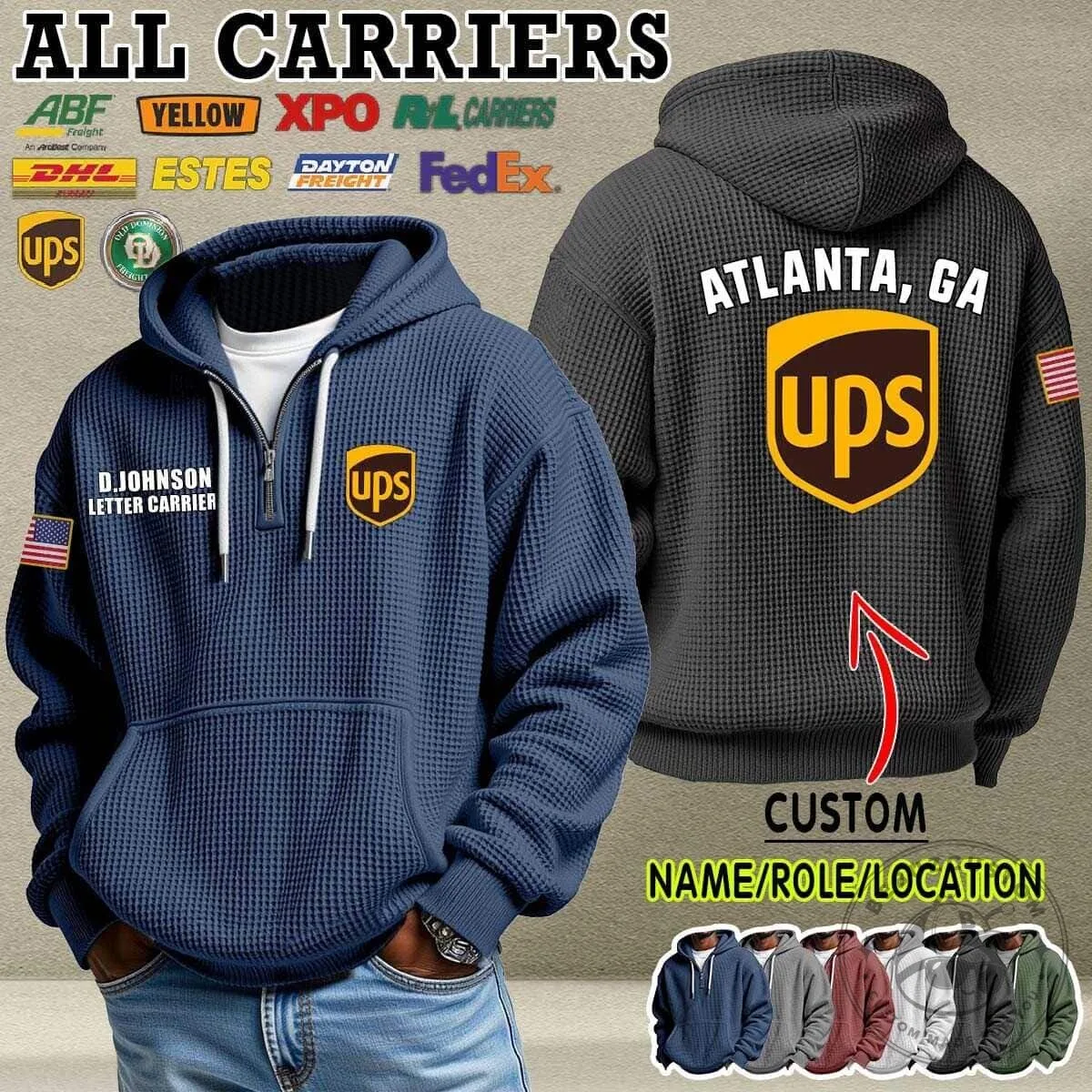 UPS United Parcel Service Atlanta Georgia Letter Carrier Hoodie 2 UPS United Parcel Service Atlanta Georgia Letter Carrier Hoodie