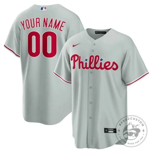 Philadelphia Phillies Custom Name and Number Gray Baseball Jersey