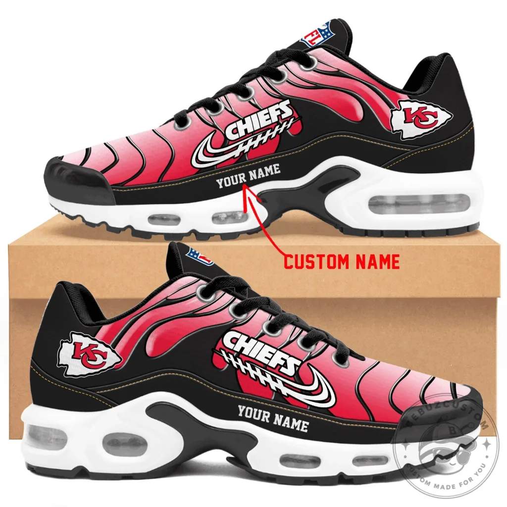 Kansas City Chiefs Personalized Red and Black Custom Name Athletic Shoes Kansas City Chiefs Personalized Red and Black Custom Name Athletic Shoes