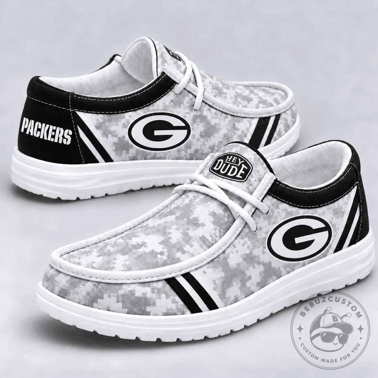 Green Bay Packers Team Logo Digital Camouflage Pattern Casual Loafer Shoes