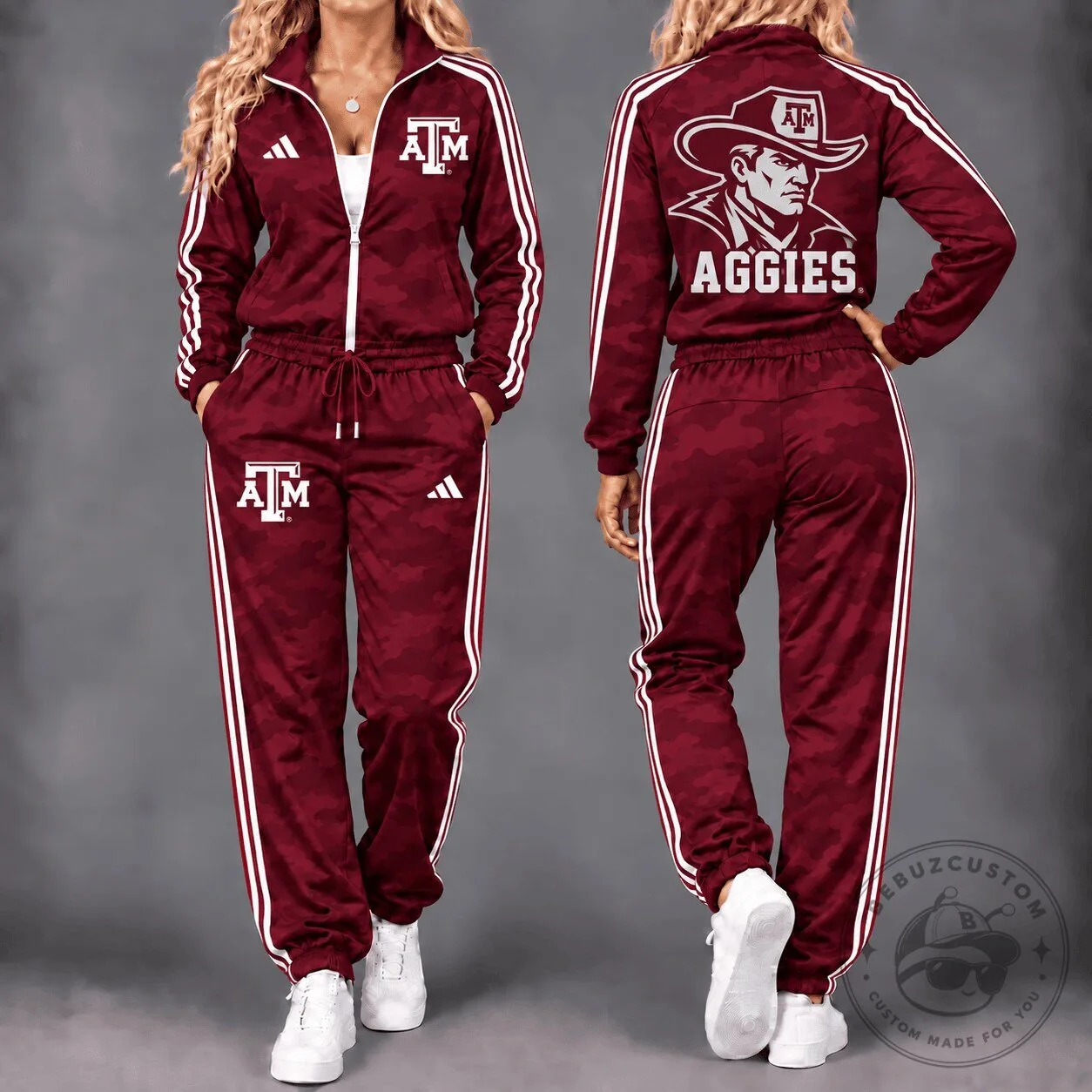 Texas A&M Aggies Maroon Camouflage Full-Zip Tracksuit Jacket and Pants Set
