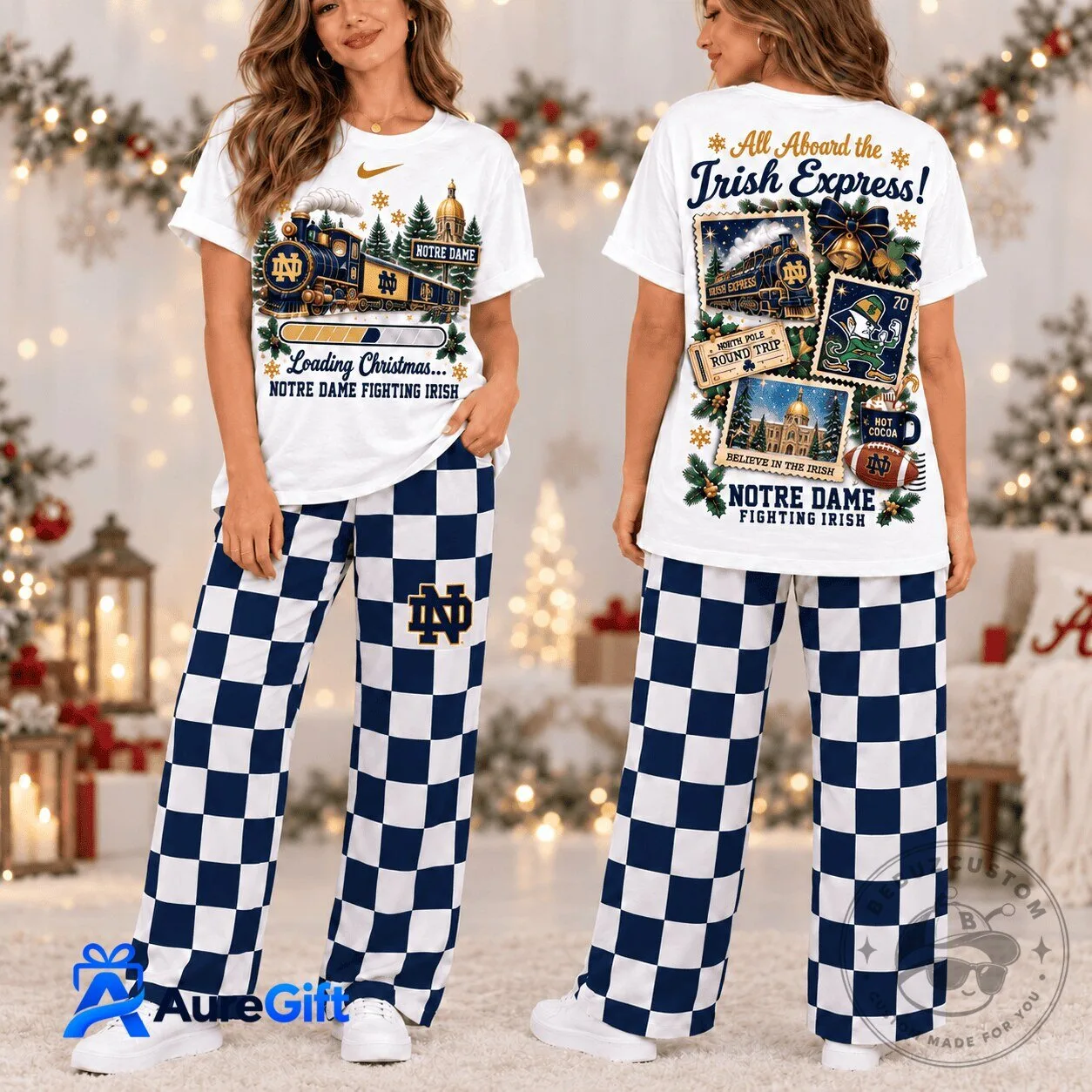 Christmas Pajama Set for the Notre Dame Fighting Irish Team