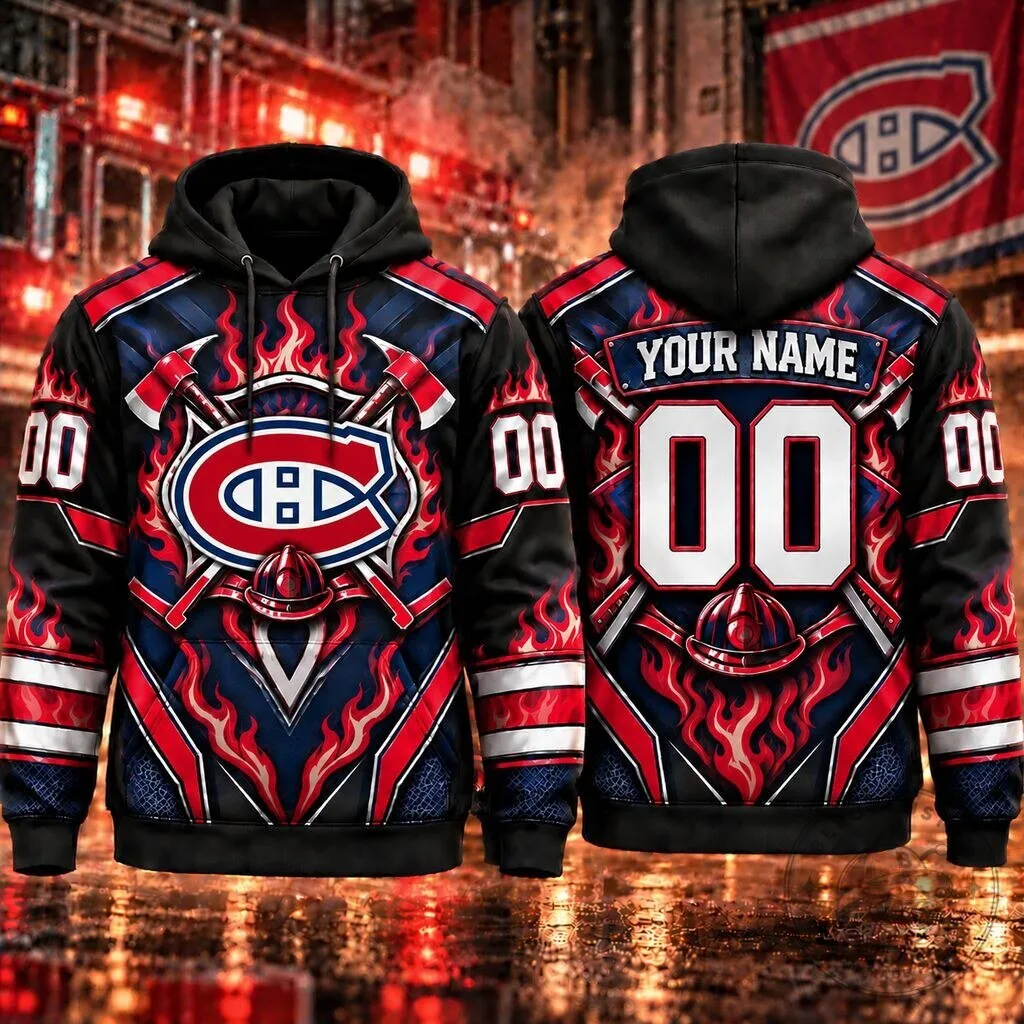 Montreal Canadiens Firefighter Personalized Hockey Fan Hoodie